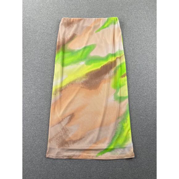 AFRM Skirt Size XS Lime Green Ombre Mesh Midi Pull On Stretchy Psychedelic Retro - Picture 14 of 14